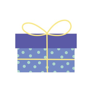 Noktalar dekorasyon simgesi beyaz arkaplanlı hediye kutusu sürprizi