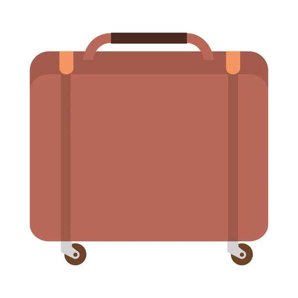 Travel vacations suitcase with wheels isolated vector icon — Stock Vector