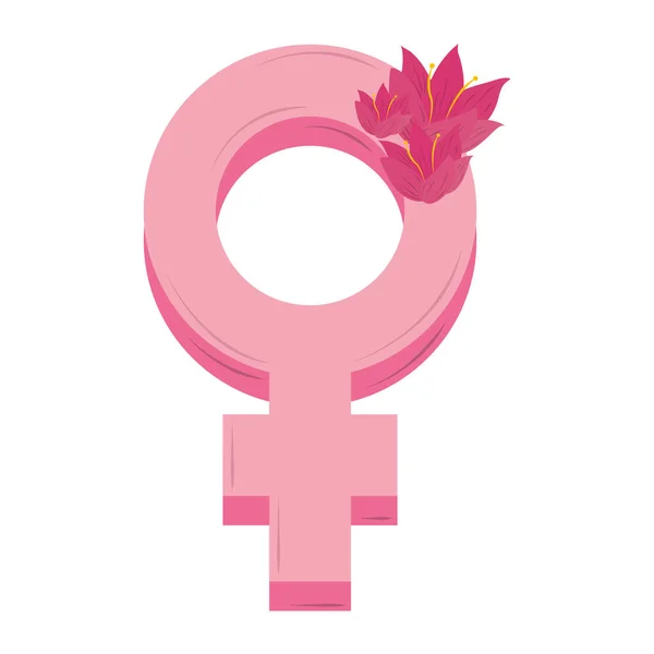 Ženy den růžové pohlaví žena a květiny design vektor — Stockový vektor