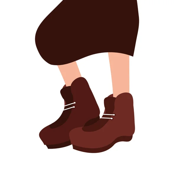 Feminino botas marrom na moda sapatos design vetor — Vetor de Stock