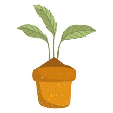 Tencerede bahçe pantolonu. Doğa el çizimi renk.