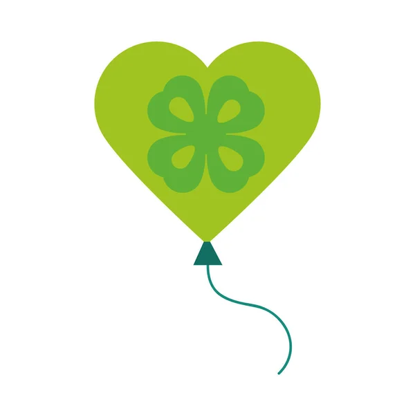 Gelukkig st patricks dag groene ballonnen gevormde hart met klaver pictogram — Stockvector