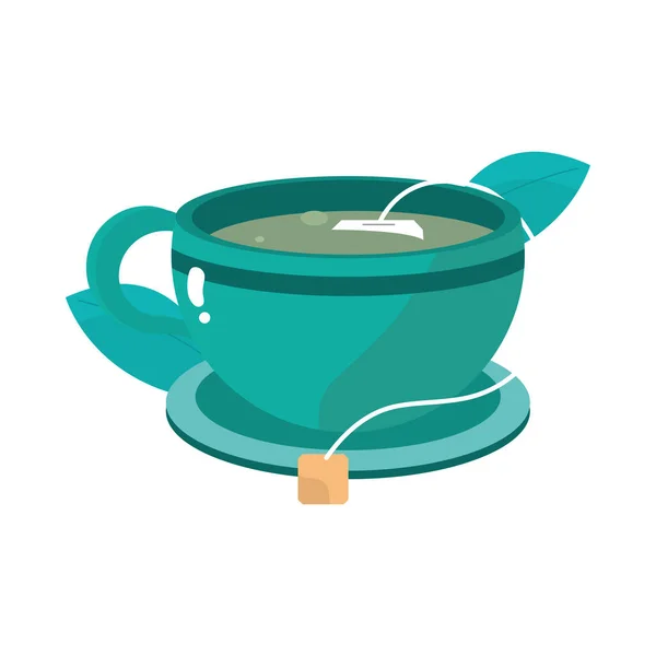 Çay fincanı ve çay poşeti taze bitkisel içecek sağlıklı yemek. — Stok Vektör