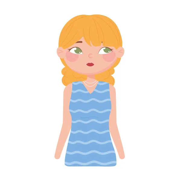 Portrait blonde woman cartoon character — Stock Vector