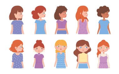 Şirin çeşitli kadın grup profilleri