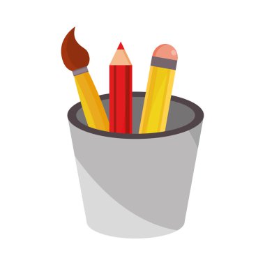 okul eğitimi rengi ve kalem ikonu düzlüğü