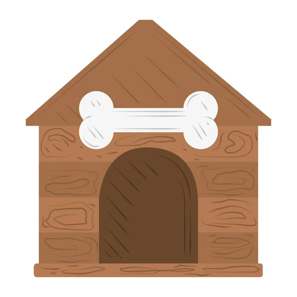 Huisdier houten huis met been witte achtergrond — Stockvector
