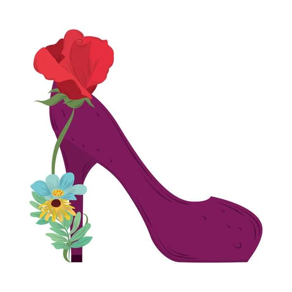 Sapatos de dia das mulheres saltos com flores de decoração — Vetor de Stock