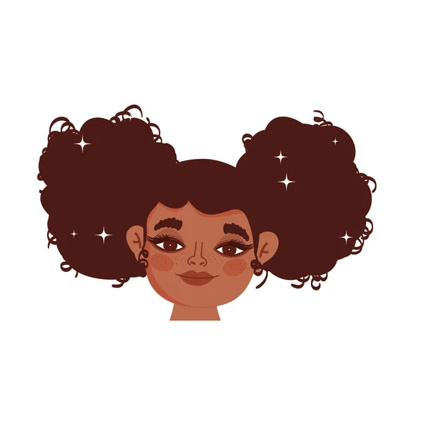 Kecses afro lány karakter fehér háttér — Stock Vector