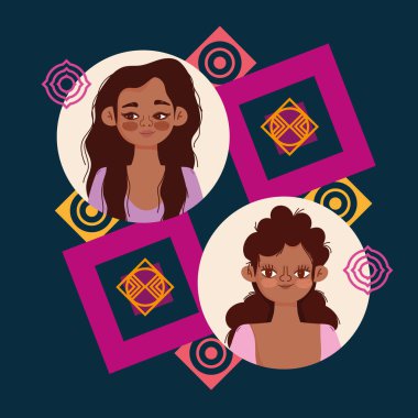 Çeşitli kadınlar tatlı kızlar farklı etnik kökenler