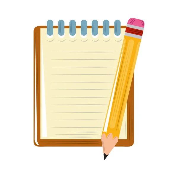 Bloco de notas e lápis escrever ícone design plano —  Vetores de Stock