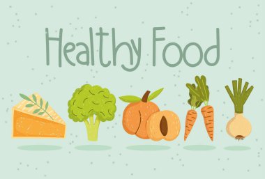 Sağlıklı besin dilimleri brokoli havuç soğan ve şeftali