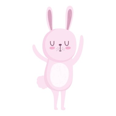 Sevimli tavşan çizgi film karakteri. Beyaz arka plan.