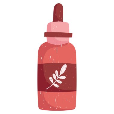 Bitkisel serum, cilt bakımı ürünleri, kozmetik karikatür, beyaz arkaplan