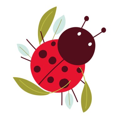 Şirin çizgi film uğur böceği dal doğasını soyutlamış