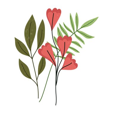 Çiçek doğa dekorasyonu çizgi film beyaz arkaplan