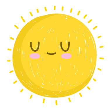 Şirin güneş yaz havası beyaz arka plan