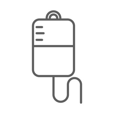 Tıbbi IV ayakta ilaç ekipmanı çizgisi simgesi beyaz arkaplan