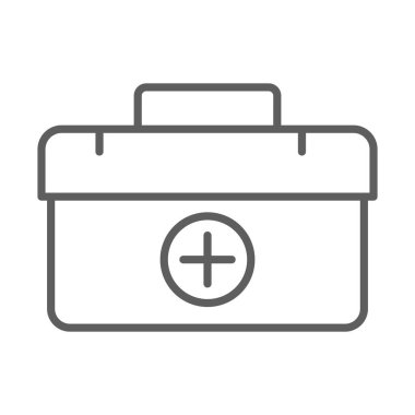 ilk yardım çantası acil durum çizgisi simgesi beyaz arkaplan