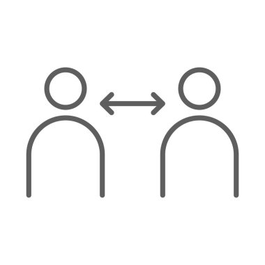 Coronavirus covid 19 sosyal mesafe önleme çizgi simgesi beyaz arkaplan