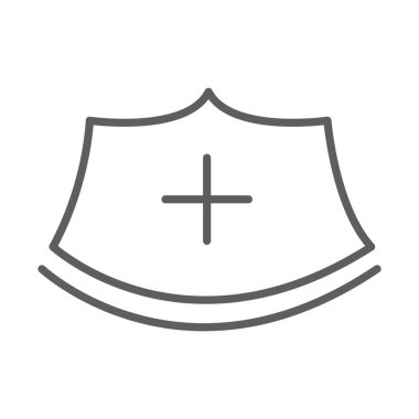 tıbbi şapka üniforması hemşire çizgisi simgesi beyaz arkaplan