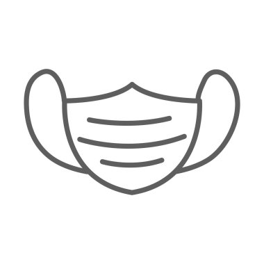 tıbbi yüz maskesi koruma hattı simgesi beyaz arkaplan