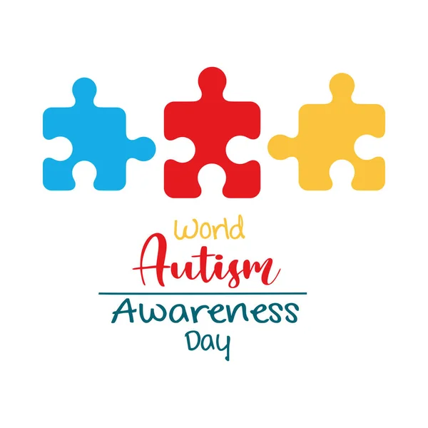 Świat świadomości autyzmu dzień kolorowe zagadki — Wektor stockowy