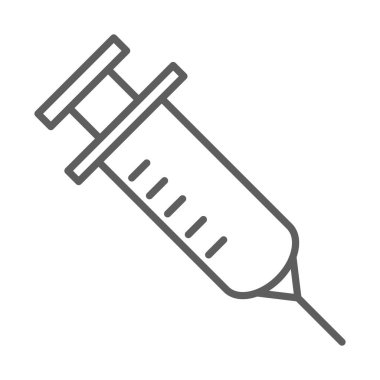 Aşı bilimi tıbbi şırınga çizgisi simgesi beyaz arkaplan