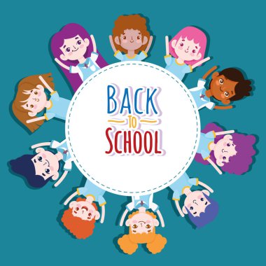 Okul rozeti, grup öğrencileri çizgi film karakteri