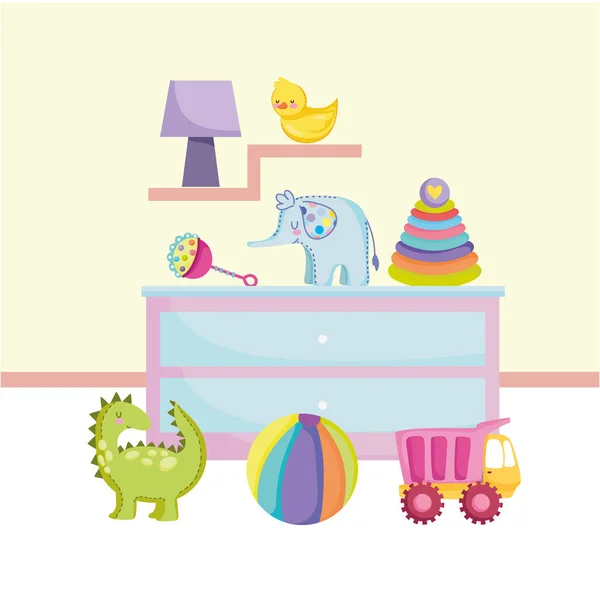 玩具及家具室 — 图库矢量图片