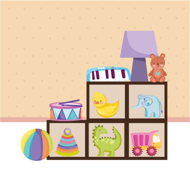 oyuncaklar ahşap raf