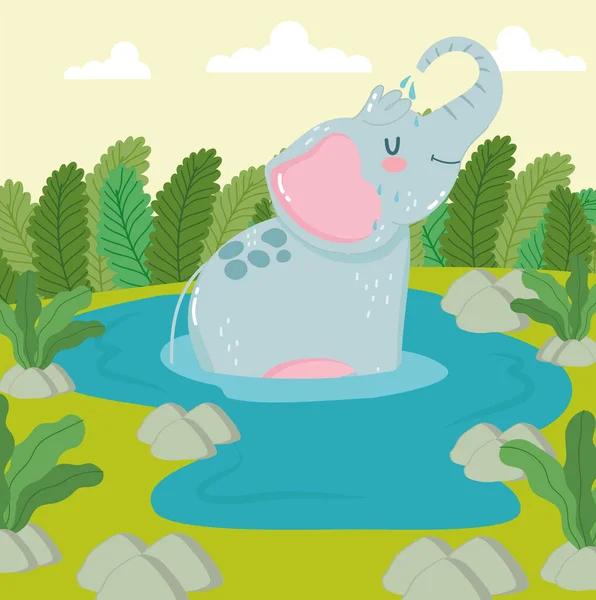 Zvířecí slonová voda — Stockový vektor