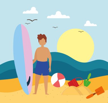 Sörf tahtası olan çocuk