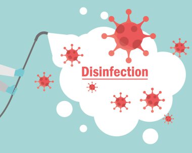 Dezenfektan koronavirüs püskürtülüyor.