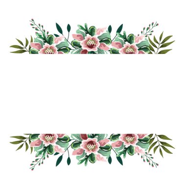 Çiçekler yeşillik suluboya