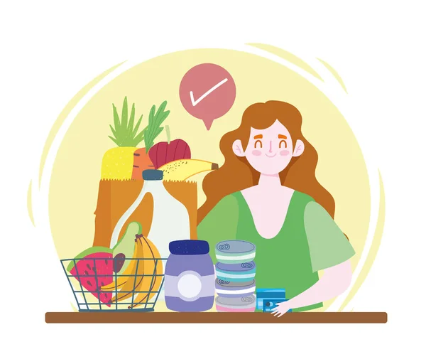 Woman grocery shop — Stock Vector