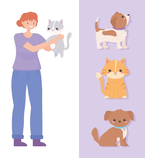 Mujer gato mascotas — Archivo Imágenes Vectoriales