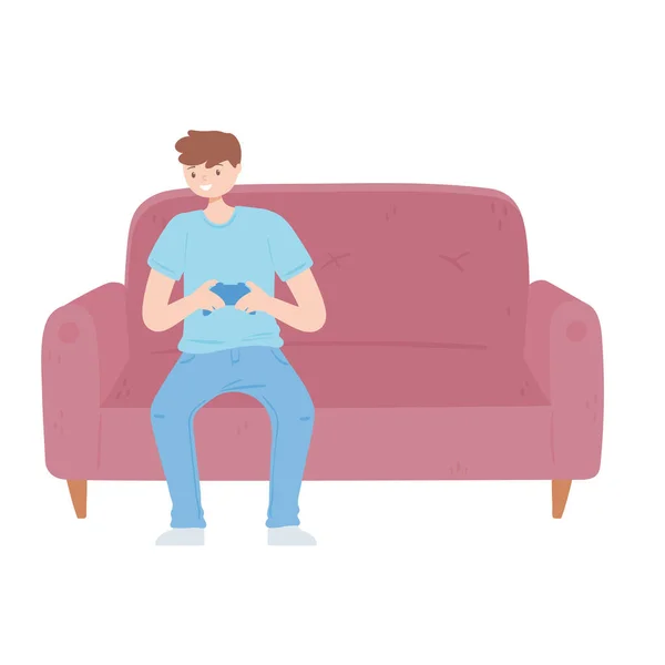 沙发上的游戏玩家 — 图库矢量图片