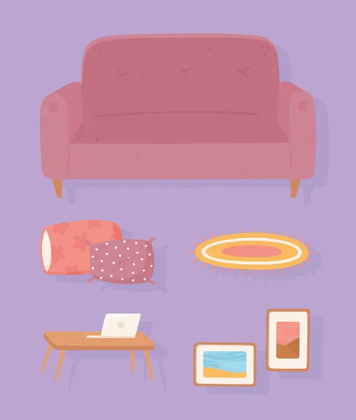 Iconos de decoración de la casa — Vector de stock