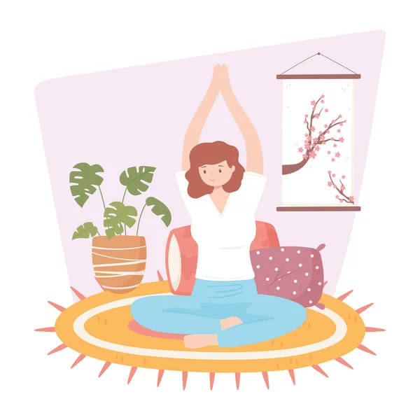 Pose de fille yoga — Image vectorielle