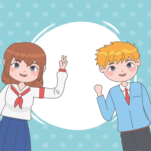 Chlapec dívka manga — Stockový vektor