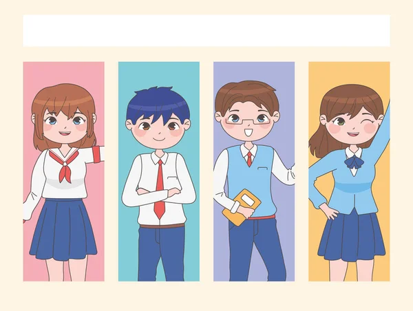 Manga personas estudiantes — Archivo Imágenes Vectoriales