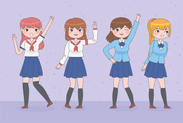 Anime lányok manga — Stock Vector