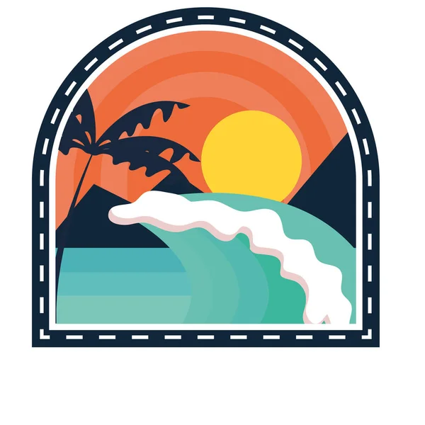 Surf spiaggia patch — Vettoriale Stock