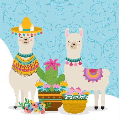cute cartoon llamas clipart
