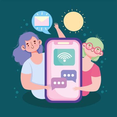 Kızlar akıllı telefon mesajlaşması