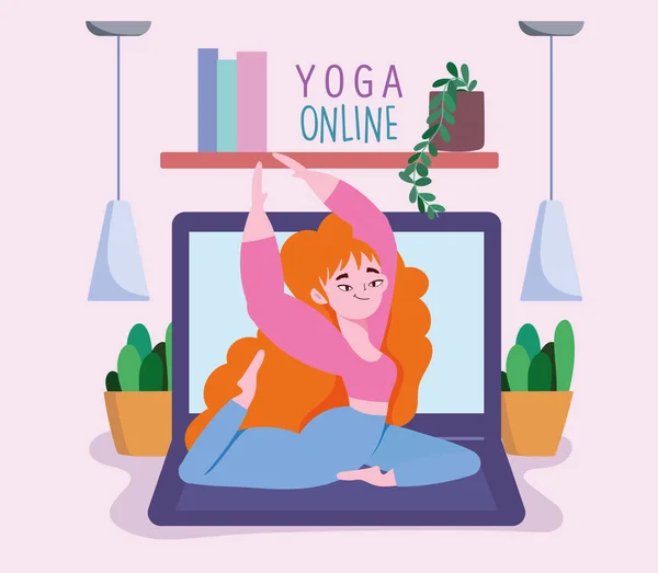 Clases online de yoga — Vector de stock