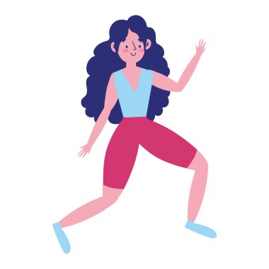 Kadın esneme hareketleri yapıyor.