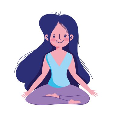 Kız yoga yapıyor.