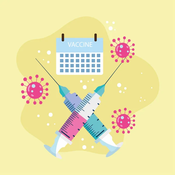 ワクチン注射器カレンダー — ストックベクタ